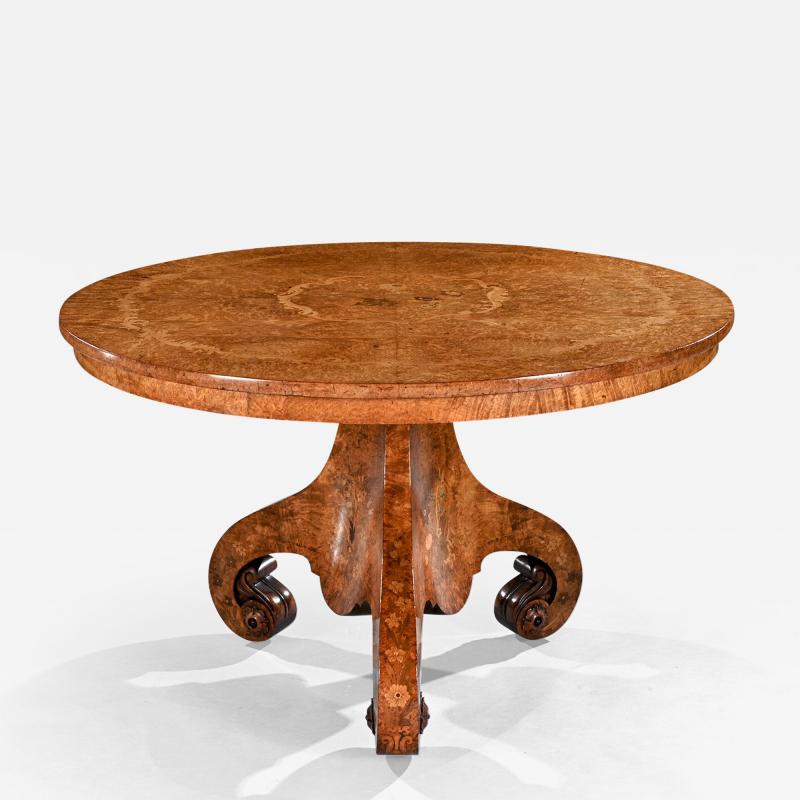 Fine Burl Amboyna and Marquetry Centre Table Attributed to George Blake and Co
