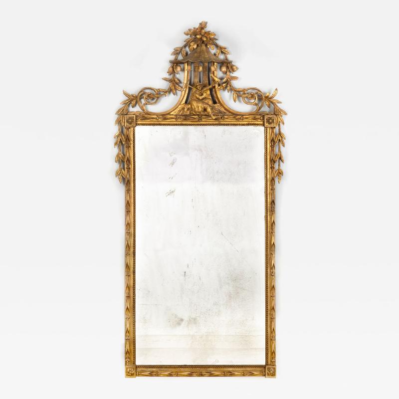 Fine Chinese Chippendale Pagoda Carved Giltwood Wall Mirror English c 1775