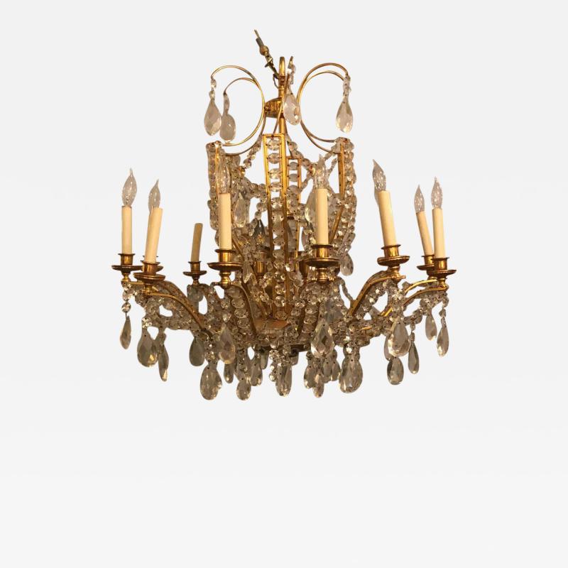 Fine Cut Crystal and Gilt Bronze Neoclassical Eighteen Light Chandelier