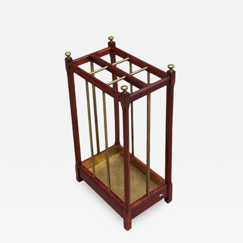 Fine French 1900s Brass and Wood Umbrella Stand