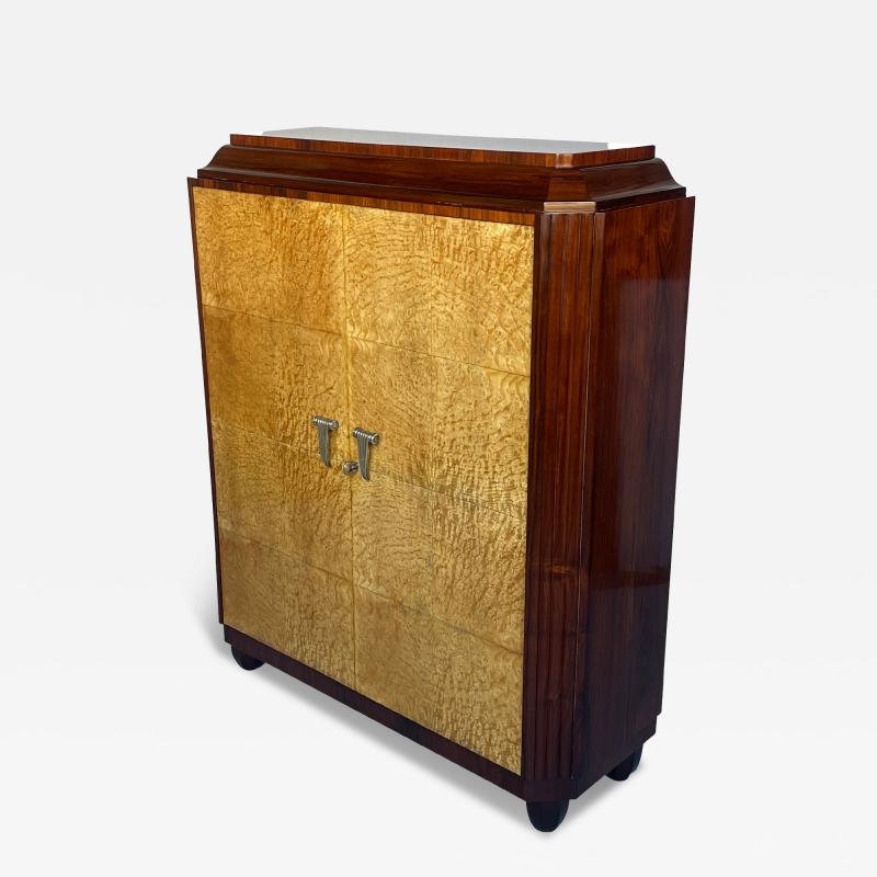 Fine French Art Deco Rosewood and Elm Burl Cabinet