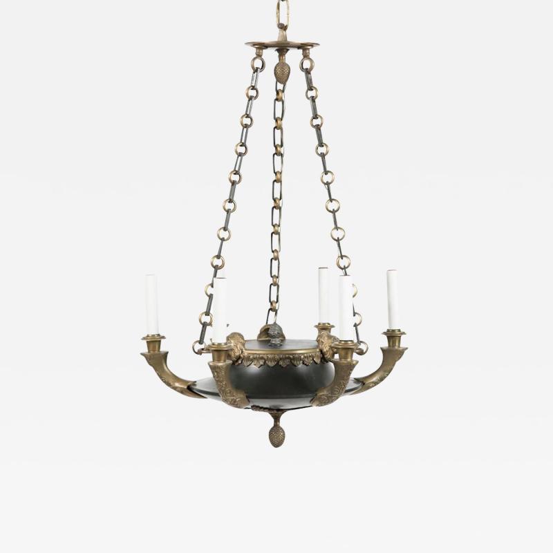 Fine French Empire Style Patinated Gilt Bronze Chandelier