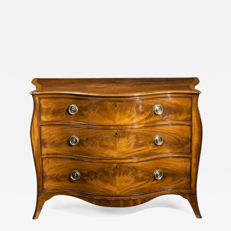 Fine George III Figured Mahogany Serpentine Commode Attributed to Henry Hill