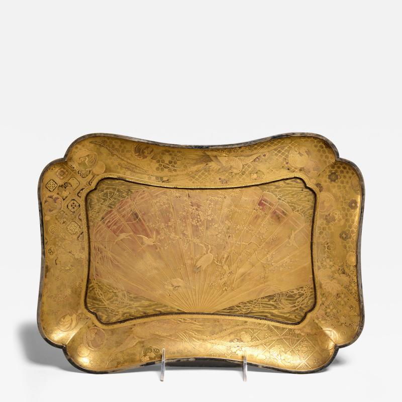 Fine Japanese Meiji Period gilt lacquerware tray