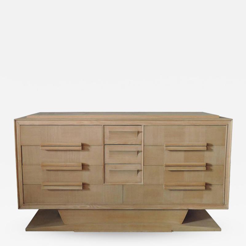 Fine Large French Midcentury Elm Chest of Drawers