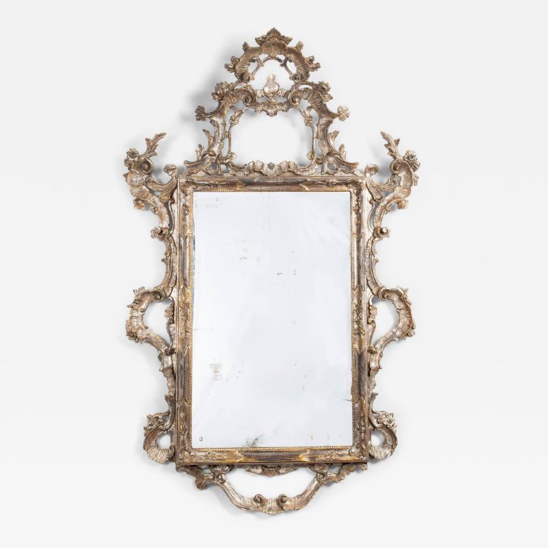 Fine Large Italian Rococo Silver Gilt Carved Antique Wall Mirror circa 1870