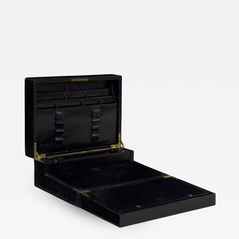 Fine Leather Bound Stationary Box w Bramah Lock England c 1872