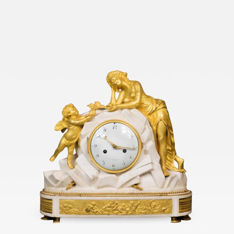 Fine Louis XVI Gilt Bronze and Marble Mantel Clock