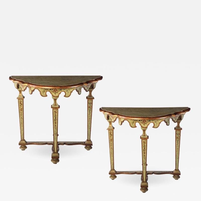 Fine Pair of Italian 18th Century Painted Console Tables