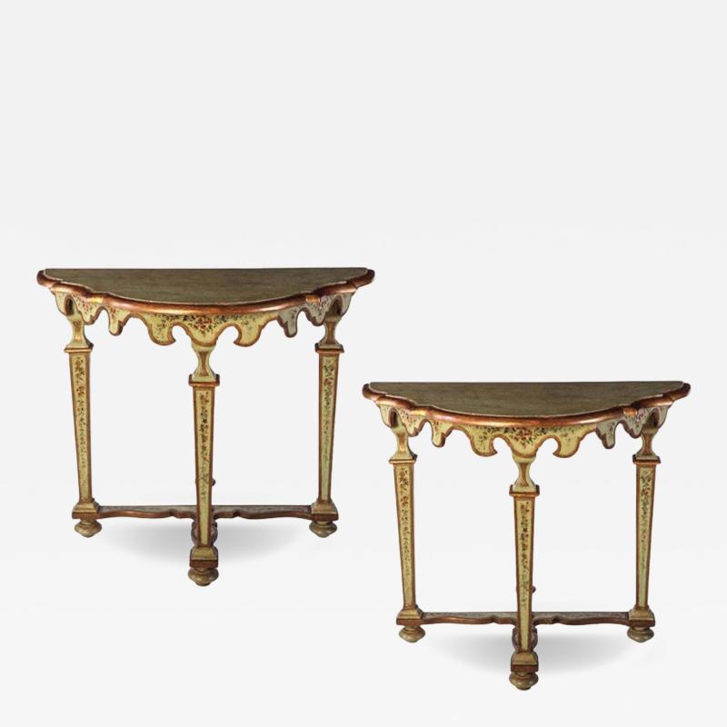 Fine Pair of Italian 18th Century Painted Console Tables