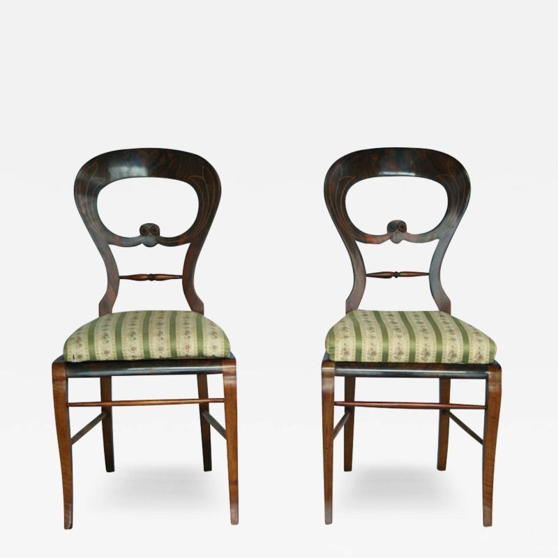 Fine Pair of Walnut Biedermeier Chairs Vienna c 1825 