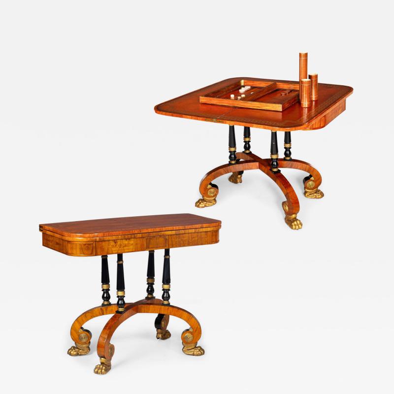 Fine Rare Pair of 19th Century English Antique Rosewood Games Tables
