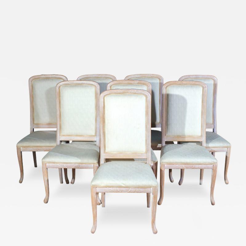 Fine Set of 8 Italian White Decap Wood Chairs 1970s