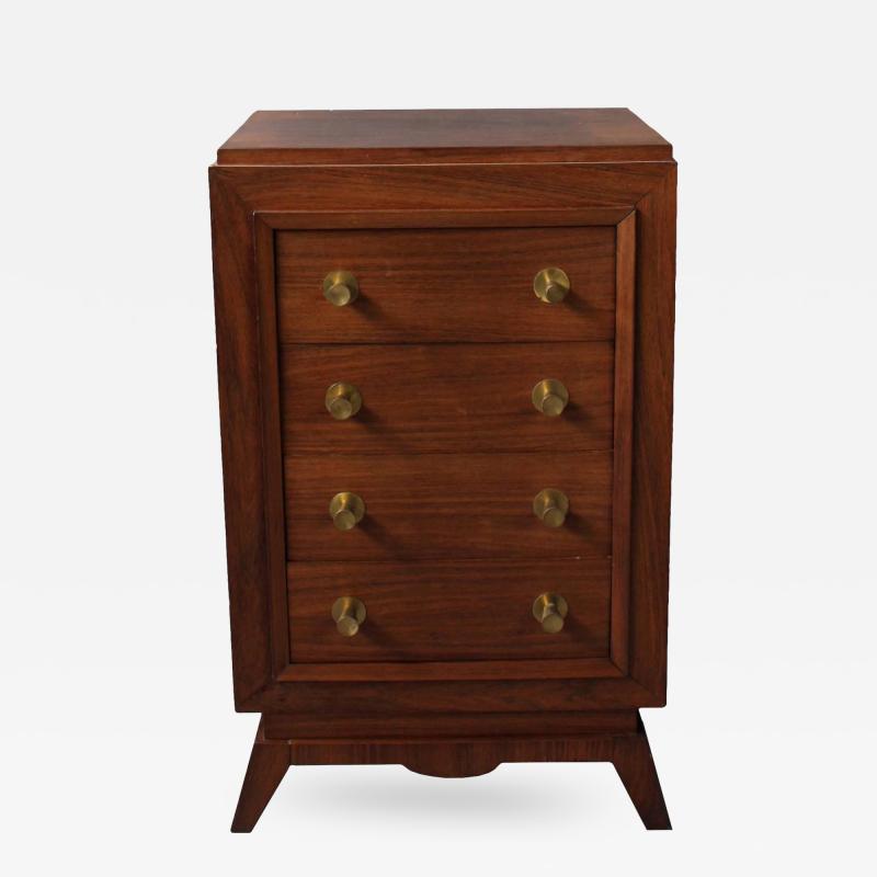 Fine Small French Art Rosewood Four Drawers Commode with Brass Pulls