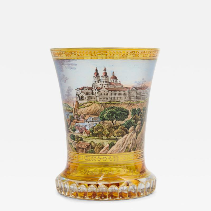Fine Viennese Enamelled and Gilt Glass Beaker Melk Abbey c 1830