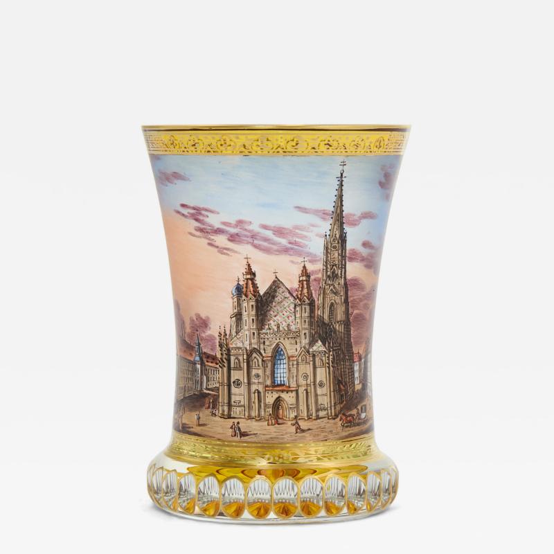 Fine Viennese Enamelled and Gilt Glass Beaker Stephansdom c 1830