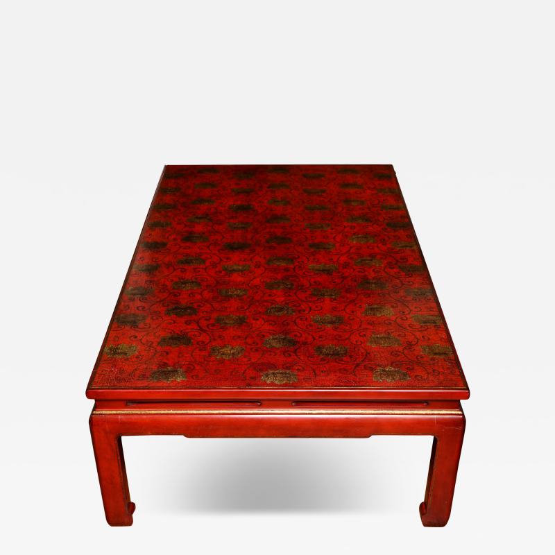 Fine Vintage Red Lacquer Rectangular Coffee Table