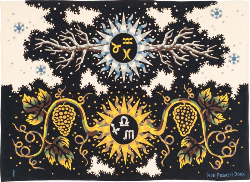 Fine mid century French tapestry signed by Jean Lurcat 4 9 x 6 7 