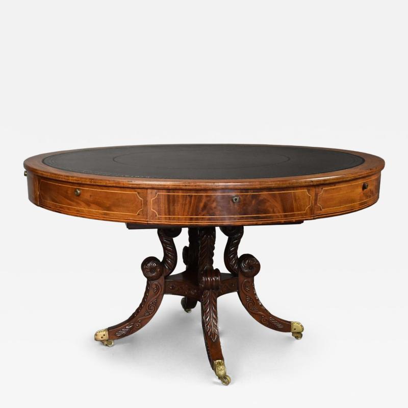 Fine quality early 19thc Regency mahogany drum table possibly Irish