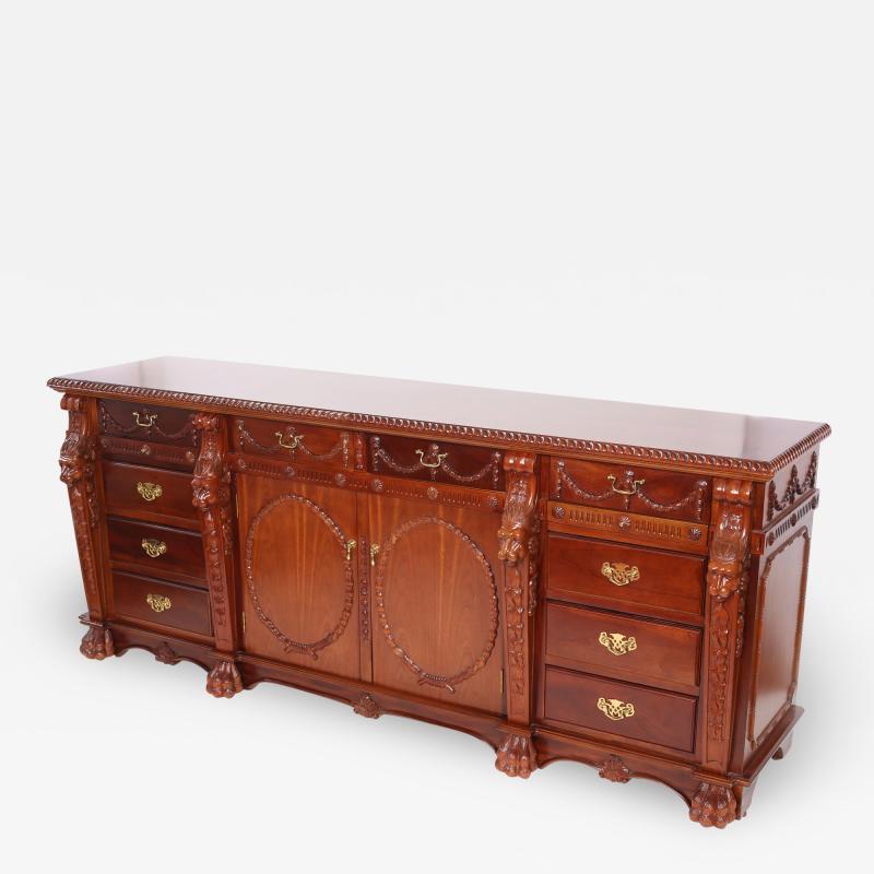 Finely Hand Carved Mahogany Wood Server Sideboard