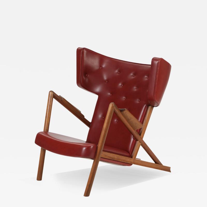 Finn Juhl 1938 Finn Juhl iconic The Grasshopper Chair Indian Red leather walnut