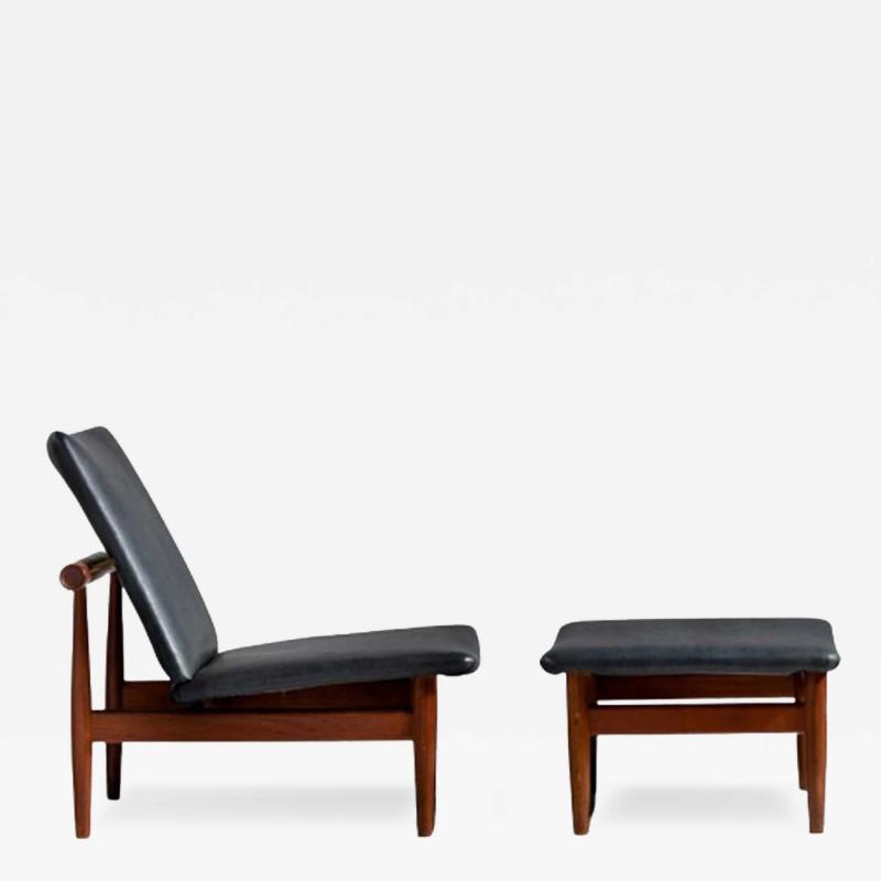 Finn Juhl Finn Juhl Danish Mid Century Modern Japan Lounge Chair and Ottoman Daverkosen