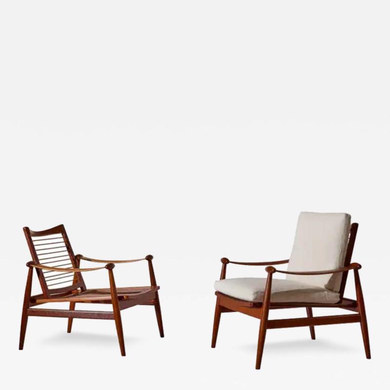 Finn Juhl Finn Juhl FD 133 pair of teak armchairs for France Daverkosen Denmark 1950s