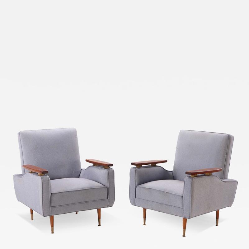 Finn Juhl Pair of newly upholstered lounge chairs in the manner of Finn Juhl circa 1950 