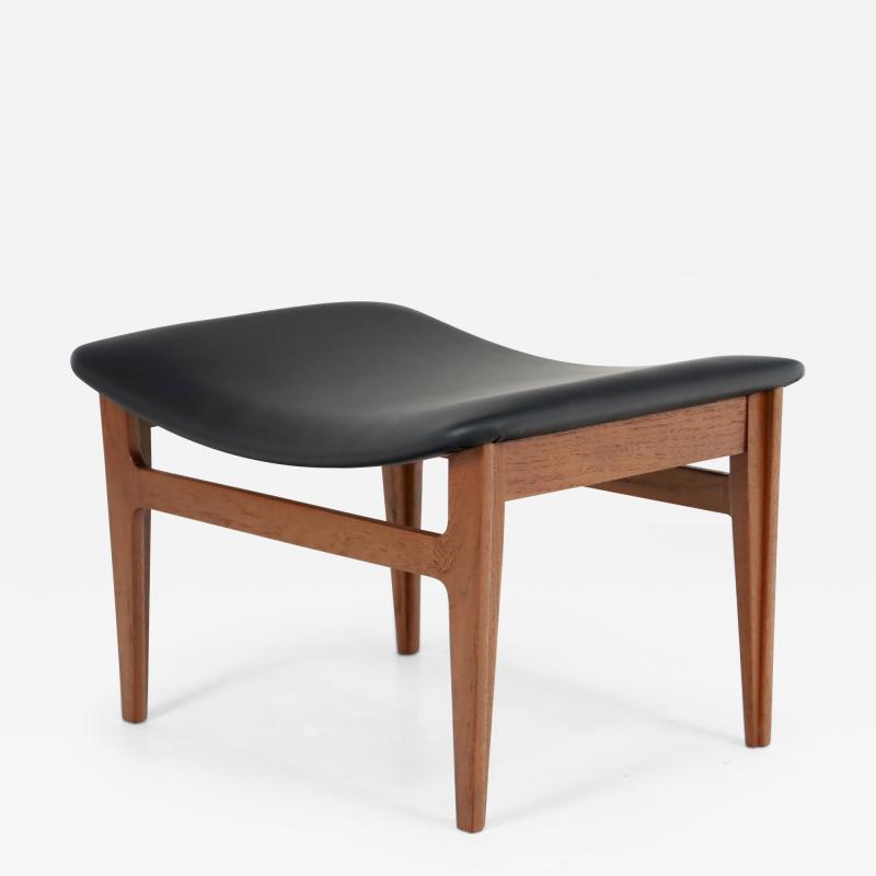 Finn Juhl - Scandinavian Modern Teak & Leather Footstool by Finn Juhl