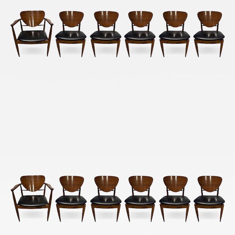 Finn Juhl Set of 12 American Modern Walnut Dining Chairs Finn Juhl for Widdicomb 1950s