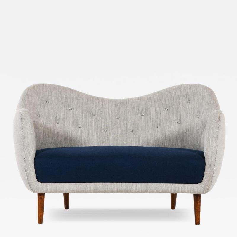 Finn Juhl Sofa in Stained Beech Legs and Reupholstered by Finn Juhl 1946