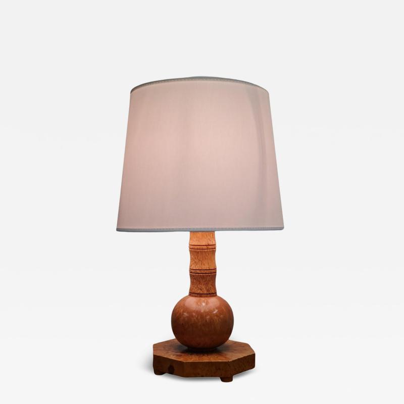 Finnish Handcrafted Curly Silver Birch Burl Table lamp 1940s