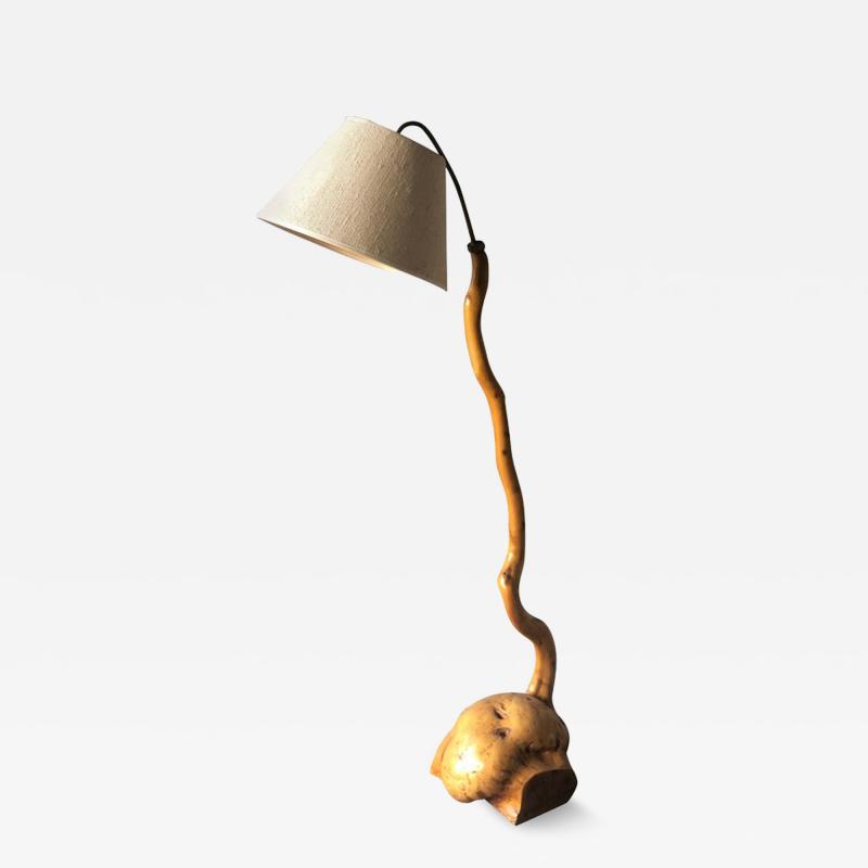 Finnish Organic Natural Design Floor Lamp Birch Burl Early 1900s