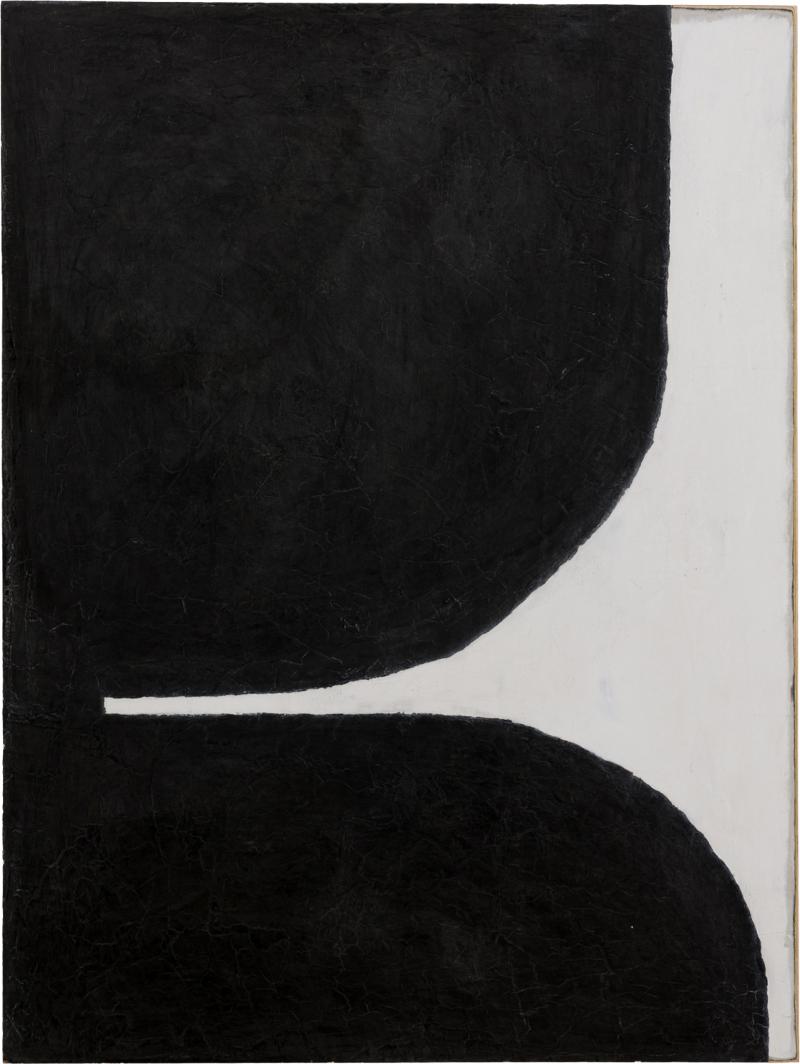 Fino Prydz Norwegian Contemporary Black and White Abstract on Birch Panel Untitled