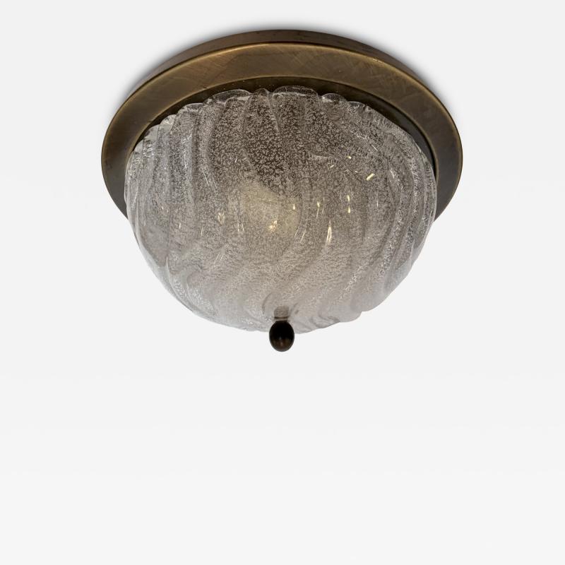 Fischer Leuchten 1960s Ice Murano Glass German Mid Century Flush Ceiling Lamp