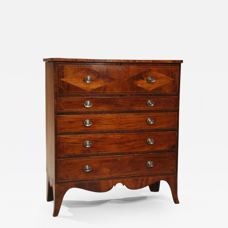 Five Drawer Inlaid Mahogany Chest of Drawers