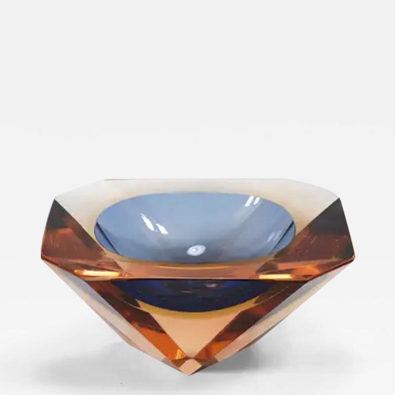 Flavio Poli Flavio Poli Sommerso Caviar Murano Glass Diamond Bowl by Seguso Italy 1960s