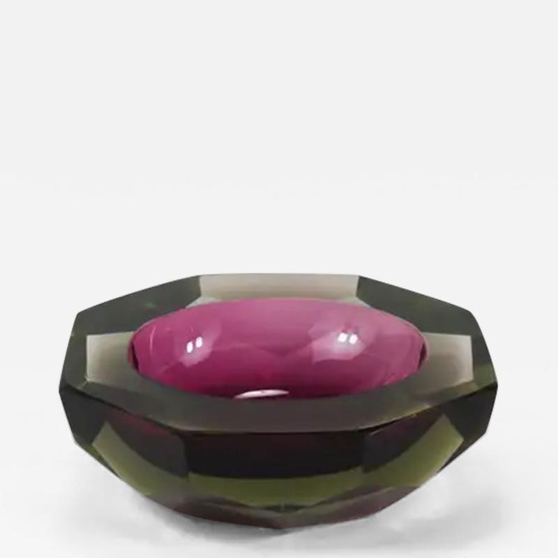 Flavio Poli Flavio Poli Sommerso Caviar Murano Glass Diamond Bowl by Seguso Italy 1960s