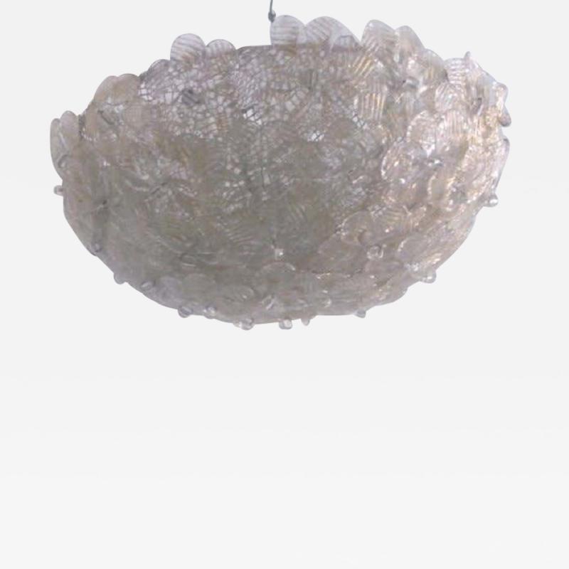 Flavio Poli Italian Murano Venetian Glass Flush Mount Floral Pendant Flavio Poli Seguso
