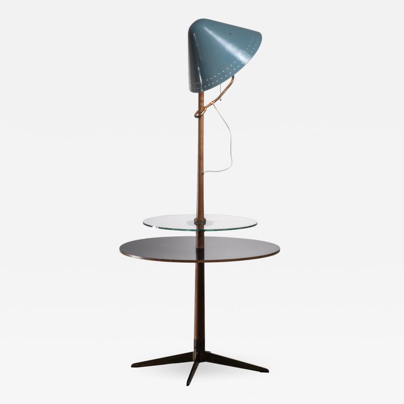 Floor lamp with wood and glass plateau Germany