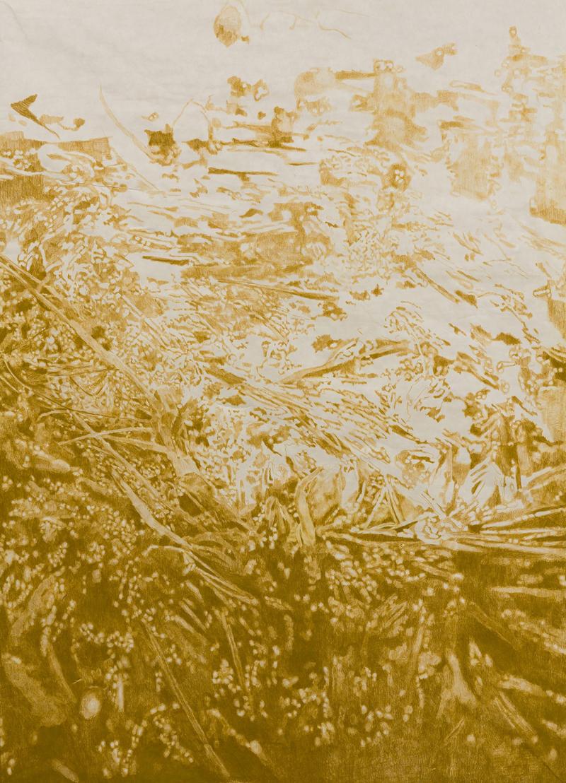 Flora Temnouche German Contemporary Abstract Pigments and Pencil on Paper Titled The Gate 