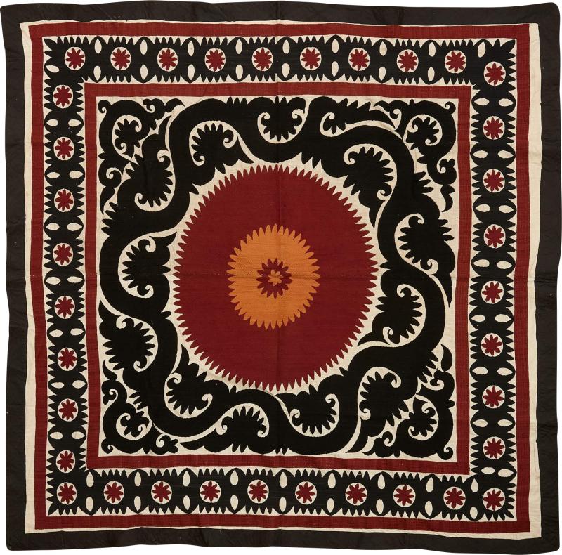 Floral Bolinpush suzani textile from Central Asia