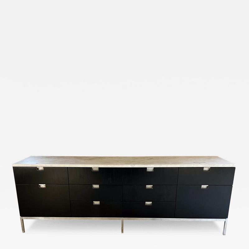Florence Knoll 1960s Knoll Credenza Ebonized Wood Marble Florence Knoll Design