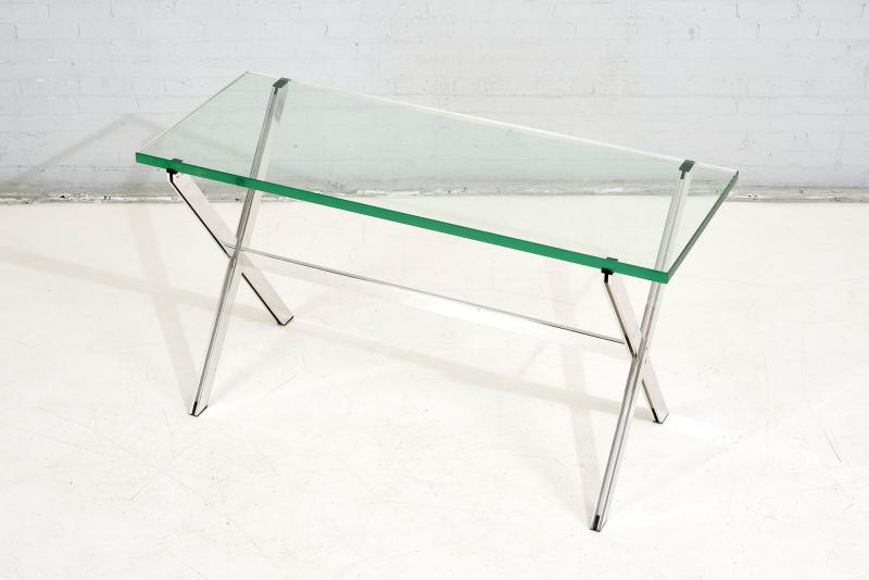 Florence Knoll Florence Knoll Chrome and Glass X Base Console Table, 1960