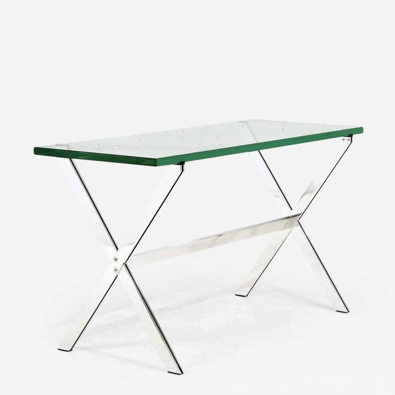 Florence Knoll Chrome and Glass X Base Console Table 1960