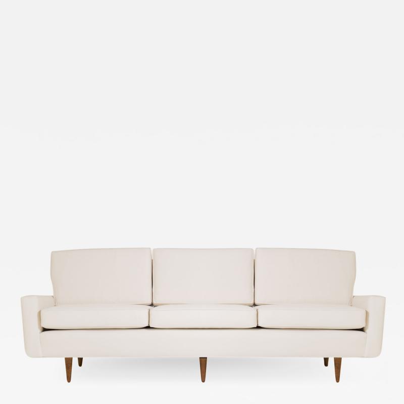 Florence Knoll Early Florence Knoll Three Seat Model 26 Sofa in Ivory Luxe Suede
