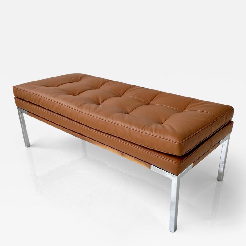 Florence Knoll Florence Knoll Chrome and Walnut Leather Bench