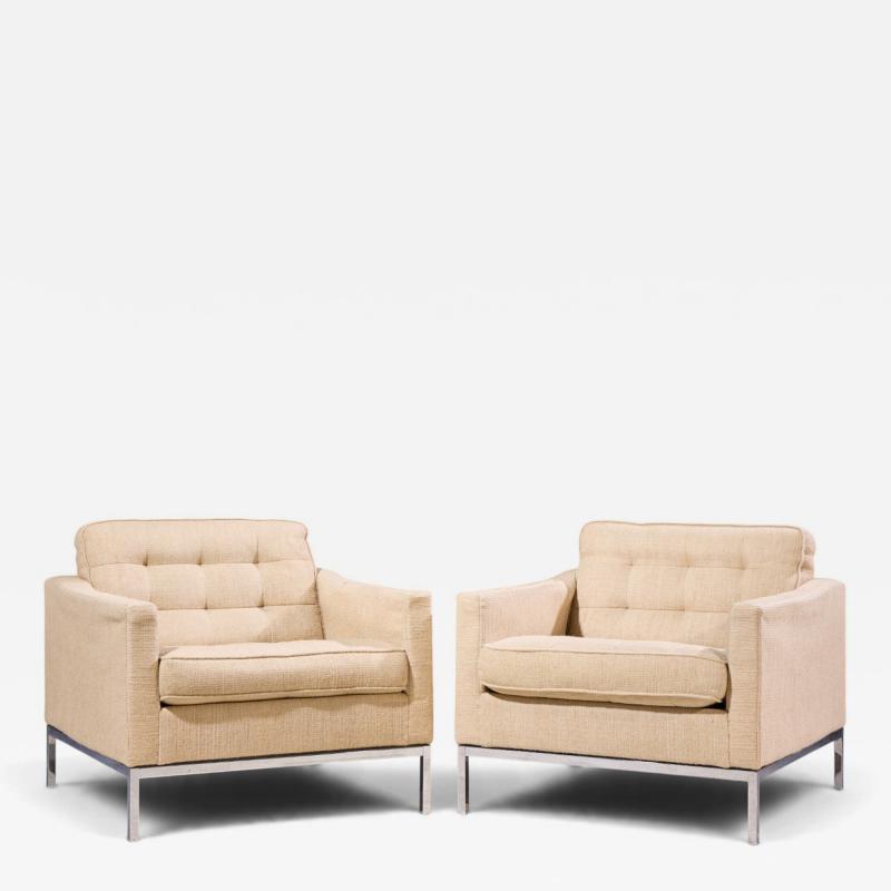 Florence Knoll Florence Knoll Mid Century Relaxed Cube Club Lounge Chairs Pair