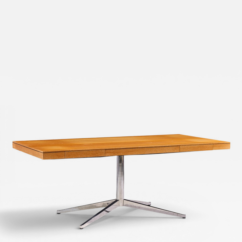 Florence Knoll Florence Knoll Mid Century Walnut and Chrome Partner Desk
