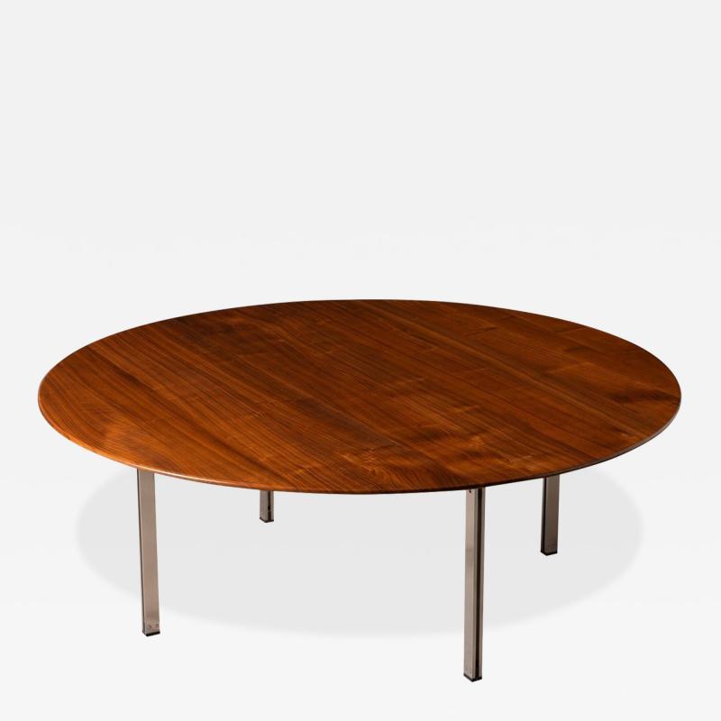 Florence Knoll Florence Knoll Round Parallel Bar Coffee Table in Solid Walnut and Steel